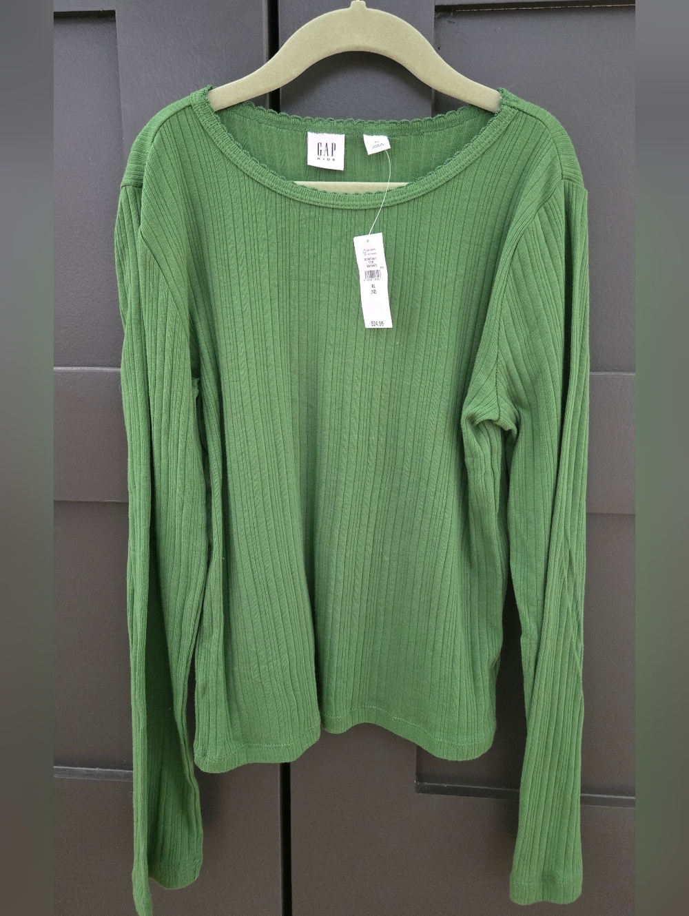 GAP Kids Green Ribbed Long Sleeve Top